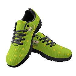 HUGS IDEA Avocado Grüne Sneakers Lässige Loafer Flacher Schaum Cartoon Frosch & Gelbe Punkte Gedruckte Turnschuhe Laufen Joggen Wandern Ausflug - EU 45 von HUGS IDEA