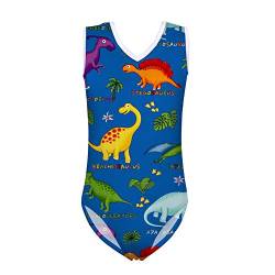 HUGS IDEA Badeanzug für Mädchen, einteilig, schnelltrocknend, Dinosaurier-Motiv, Badeanzug, für Strand, 3–14 Jahre Gr. 9-10 Jahre, Dinosaurier 3 von HUGS IDEA