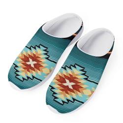 HUGS IDEA Damen Garten Clogs Schuhe Atmungsaktiv Schnell Trocknend Sandalen Hausschuhe Strand Schuhe, Grünes Azteken-Navajo, geometrisch, 41.5 EU von HUGS IDEA