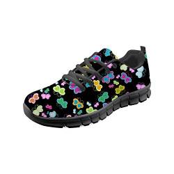 HUGS IDEA Frauen Mädchen Leichte Laufschuhe Cartoon Schmetterlingsmuster Schnürschuh Mesh Sneakers Sport Trainer - EU Größe 44 von HUGS IDEA