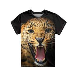 HUGS IDEA Jungen Mädchen Kurzarm T-Shirts O-Neck Pullover Tops Outdoor Casual Kinderkleidung 3-16 Jahre Gr. 5-6 Jahre, Wildly Leopard von HUGS IDEA