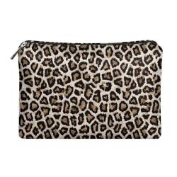 HUGS IDEA Leder Handtasche für Frauen Reißverschluss Clutch Geldbörse Leichte Reise Kosmetiktasche Handtaschen für Mädchen, braunes leopardenmuster, Einheitsgröße von HUGS IDEA