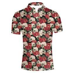 Hugs Idea Herren Poloshirt mit Totenkopf-Motiv, kurzärmelig Gr. XXL, Sugar Skull 1 von HUGS IDEA