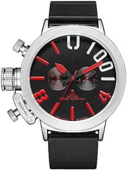 Automatische Mechanische Herren-Armbanduhr Mit Silikonarmband, 3 ATM Wasserdicht, Outdoor-Sport, Klassisch, Leuchtend, Multifunktional, Business-Casual-Armbanduhr, Militär-Analog-Chronograph,Rot,o von HUHUJINGE