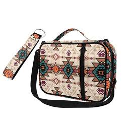 HUIACONG Aztec Western Geometrie Bibelhülle und Schlüsselanhänger für Damen und Herren, Bibeltasche mit Schlüsselanhänger, 2-teiliges Set, Bibelorganizer + Schlüsselanhänger für Erwachsene und Kinder, von HUIACONG