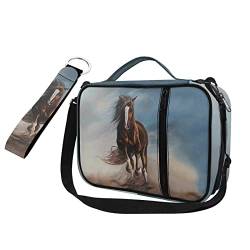 HUIACONG Brown Horse Bibeltasche + Schlüsselanhänger für Adlut Kinder Bibeletui und Schlüsselanhänger für Männer Jungen mit Metallring Schlüsselanhänger + Bibeltasche mit Schultergurt von HUIACONG