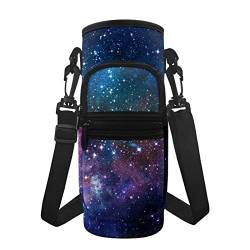 HUIACONG Bunte Galaxie-Wasserflaschenhalterung mit Gurttaschen für Walking Wandern, 750 ml - 1000 ml Wasserflasche, Tragetasche für Herren und Jungen, Crossbody-Wasserflasche, isoliertes Neopren von HUIACONG