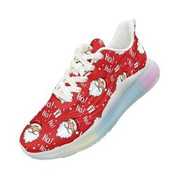 HUIACONG Christmas Shoes Weihnachtsschuhe Santa Claus Schuhe Rot Sportschuhe Luftkissen Sneaker Damen Gehen Arbeit Laufen Sport Schnüren Beiläufig Tennis Gittergewebe Shoes Größe 38 Weihnachts Mann von HUIACONG