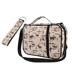 HUIACONG Cowboy Pferd Design Bibelhülle + Schlüsselanhänger für Männer Jungen Bibeletui und Schlüsselanhänger 2 Stück Set Große Bibeltasche mit Schlüsselring für Erwachsene Kinder von HUIACONG