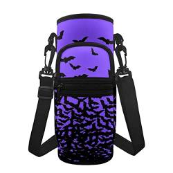 HUIACONG Fledermaus-Wasserflaschenträger mit Gurt für Wandern, Reisen, große Wasserflasche, für Damen, Mädchen, Kinder, Schule, Outdoor-Sport, Laufen, Tragetasche für Flaschen, Violett von HUIACONG