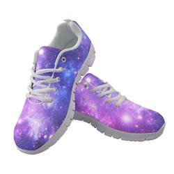 HUIACONG Galaxie Sternenhimme Damen Sneaker Mesh Atmungsaktive Leicht Turnschuhe Frauen Schnür-Flats Laufschuhe Sportschuhe Schuhe-EU40 von HUIACONG