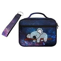 HUIACONG Galaxy Koala Bibeltaschen + Schlüsselanhänger für Jungen Mädchen Bibelhülle und Schlüsselanhänger Kirche Taschen Bibelbuchhalter Tragetaschen mit Griffen Tragetasche Bibelhülle Buchhülle von HUIACONG