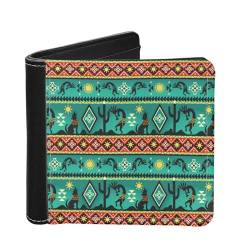 HUIACONG Herren Slim Thin Wallets Cash Coins Storage Card Holder Bifold Wallets, Native Western Kokopelli Dog Cacturs, Einheitsgröße, Casual von HUIACONG