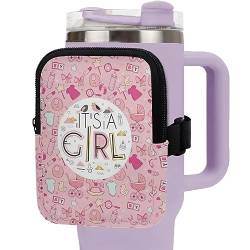 HUIACONG It's A Girl Wasserflaschentasche mit verstellbarem Riemen, Bechertasche für Becher, 590 ml, 1,2 l, mit Reißverschluss, Fitnessstudio, Geldbörse, Lauf-Handgelenktasche für Damen und Mädchen von HUIACONG