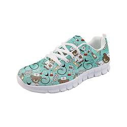 HUIACONG Laufschuhe Damen Sportschuhe Straßenlaufschuhe Sneaker Joggingschuhe Turnschuhe Walkingschuhe Traillauf Fitness Schuhe Krankenschwester Bär Nurse Bear Blaue Größe 38 von HUIACONG