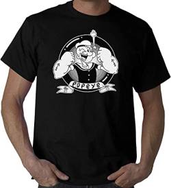 Arm Wrestling The Sailor Man Popeye Vintage Tshirt T-Shirt Men's Uomo T Shirt Workout Black XL von HUIAN
