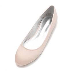 HUIBAOGONG Damen Flache Hochzeitsschuhe Hineinschlüpfen Ballerinas Runde Zehe Brautschuhe Brautjungfer Schuhe,Champagne,44 EU von HUIBAOGONG