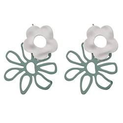 HUIFACAI Metall-Blumen-Ohrringe für Damen, doppelte Gänseblümchen-Ohrringe, hohle Blumen-Ohrringe für Mädchen, Teenager, Blumen-Ohrringe, 3.8cm, Metall, Kein Edelstein von HUIFACAI