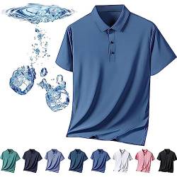 Herren-Poloshirt aus Eisseide, kurzärmelig, kühles Gefühl, schnell trocknendes Kurzarm-Poloshirt aus Eisseide, atmungsaktiv, spurlos, Anti-Falten-Poloshirt für Herren (Blau,4XL) von HUIQINGLI