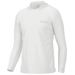 HUK Herren Icon X Hoodie Fischerhemd mit Sonnenschutz Hemd, White, Large von HUK