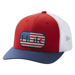 HUK Herren Mesh Trucker Snapback Hat | Blendfreie Fischerhut Mütze, Americana – Rot, Einheitsgröße von HUK