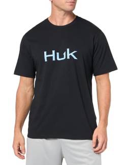 HUK Herren Performance Fishing Logo T-Shirt, kurzärmelig, schnelltrocknend Hemd, 2.0-Schwarz, 3X-Groß von HUK
