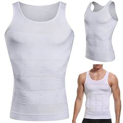 Schlankheits T-Shirt Herren - Größe M - Farbe Weiß - Shapewear - Muskelshirt - Unterwäsche - verwendet bei Problemen mit der Wirbelsäule, Hernie, Gynäkomastie - DRUCKFREI von HUKITECH