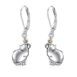 Capybara Ohrringe Sterling Silber Tier baumeln Ohrringe Capybara Geschenke für Frauen von HUKKUN