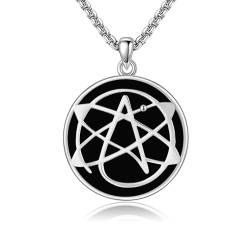 HUKKUN Atheist Halskette Sterling Silber Obsidian Wissenschaft Schmuck Atheist Geschenk für Männer von HUKKUN