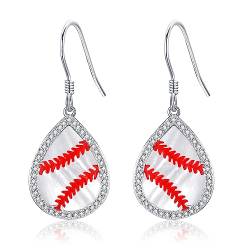 HUKKUN Baseball-Ohrringe Sterling Silber Baseball Dangle Drop Ohrringe Sport Schmuck Geschenke für Frauen Mädchen von HUKKUN