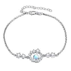 HUKKUN Mondstein Armbänder, 925er-Sterling Silber, Mondstein Schmuck, Geburtstags Geschenke für Frauen von HUKKUN