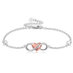 HUKKUN Unendlichkeitszeichen Herz Armband 925 Sterling Silber Herz Armband Schmuck Geschenke für Damen von HUKKUN