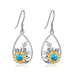 Sonnenblume Ohrringe Sterling Silber Türkis Daisy Dangle Ohrringe Sonnenblume Schmuck Geschenk für Frauen von HUKKUN