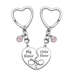 HULALA Schlüsselanhänger mit Aufschrift "Big Sis Lil Sis", Geschenk für Schwestern, Geburtstag, Weihnachten, 2 Stück, silber, Einheitsgröße von HULALA