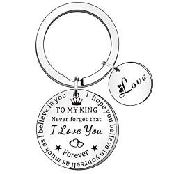 HULALA Schlüsselanhänger mit Aufschrift "To My King", für Freund, Ehemann, Valentinstagsgeschenk für Ihn, Herren, Bräutigam, Paare, "I Love You", Schlüsselanhänger für Geburtstag, Jahrestag von HULALA