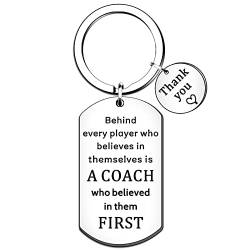 HULALA Thank You Fußball Coach Geschenke für Männer und Frauen Schlüsselanhänger Schlüsselanhänger Hinter jedem Spieler, der an sie glaubt, ist ein Trainer, der an sie zuerst glaubt, silber, One size von HULALA
