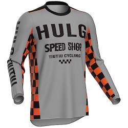 HULG MTB Jersey Langarm,Mountainbike-Trikot Für Männer, Fahrrad Trikots Motocross BMX Racing T-Shirt Downhill Kurzarm Radsport Kleidung MTB Jersey (Long sleeve-04,3XL) von HULG