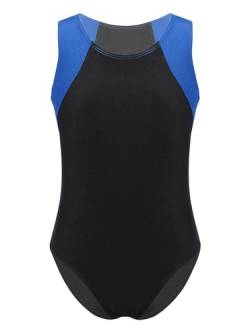 HULIJA Kinder Jungen Turnbody Ärmellos Gymnastikanzug Unitard Turn-Leotard Sportbody Trainingsshirt Unterhemd Sport Training Königsblau & Schwarz 134-140 von HULIJA