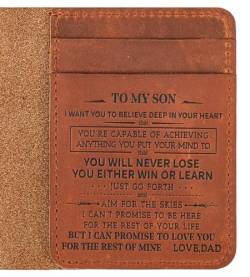 HUMERPAUL Back to School Graduation Birthday Gifts for Son, to My Son Wallet from Dad, RFID Wallet, Mens Leather Wallets, Slim Front Pocket Mens Wallets, Dad to Son Wallet, Braun, Stil 3 von HUMERPAUL