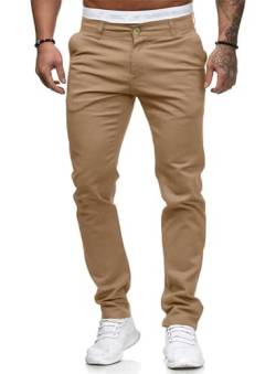 HUNGSON Herren Skinny Slim Fit Casual Jeans Dyeing Stretch Straight Fashion Denim Hose, Khaki, 48 von HUNGSON