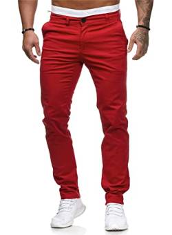 HUNGSON Herren Skinny Slim Fit Casual Jeans Dyeing Stretch Straight Fashion Denim Hose, Rot/Ausflug, einfarbig (Getaway Solids), 48 von HUNGSON