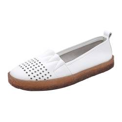 HUOQI Einfarbige Flache Schuhe für Damen, hohl, atmungsaktiv, modisch und lässig Damenschuhe Mit Absatz Breite Schuhe Damen (White, 38) von HUOQI