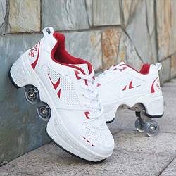 HUOQILIN Unisex-Kinder Skateboard Schuhe Kinderschuhe Mit Rollen Skate Shoes Rollen Schuhe Sportschuhe Laufschuhe Sneakers Mit Rollen Kinder Jungen Mädchen,Red-EU31 von HUOQILIN