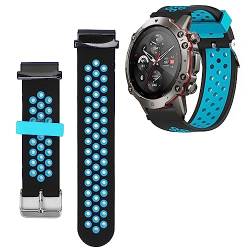 22 Mm Silikon-Schnellverschluss, Verstellbar, für Sportuhren, Smartwatch-Armband, Ersatz (Schwarz Blau) von HURRISE