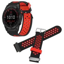 22 Mm Silikon-Schnellverschluss, Verstellbar, für Sportuhren, Smartwatch-Armband, Ersatz (Schwarz Rot) von HURRISE