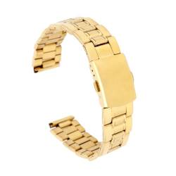 Edelstahl-Uhrenarmband mit Schnellverschluss, Doppelverschluss,Ersatz-Metall-Premium Metallarmband Ersatzarmband für Smartwatch Herren,Gold (20mm) von HURRISE