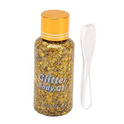 Glitzergel für Make-up, Selbstklebend, Einfach Aufzutragen, Langlebig, Geeignet für Partys und Bars, Halloween-Partys, Gold, 1,1 Unzen von HURRISE