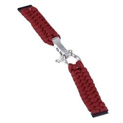 HURRISE Geflochtenes Uhrenarmband für 24 Mm Weiches Armband mit Verstellbarer Passform, Ergonomischem Design, Hautfreundlich, Nylon und Legierungsmaterial (Burgund) von HURRISE