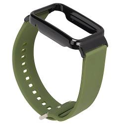 Silikon-Uhrenarmband, Silikon-Smartwatch-Gehäuse, Ersatzzubehör, Passendes Band, Uhrenstoßstange für mit Schutzstoßstange für Mi Band 7 Pro (OD Grün mit schwarzem Gehäuse) von HURRISE
