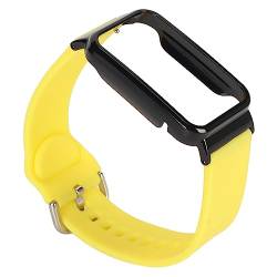 Silikon-Uhrenarmband, mit Schutzhülle, Ersatzzubehör, Passend für Mi Band 7 Pro (Gelbe + schwarze Schale) von HURRISE